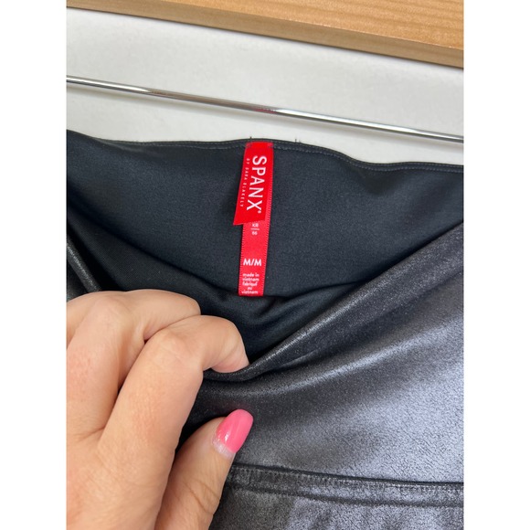 NEW Spanx Faux Leather Moto High Rise Very Black Leggings - Picture 4 of 8